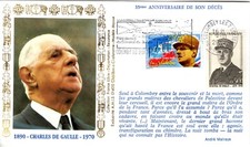 G647+FDC ENVELOPPE FLAMME 1er JOUR   35° ANNIVERSAIRE DU DECES  G. DE GAULLE