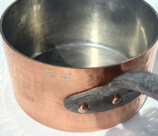 Ancienne casserole en cuivre 4,9 pouces Mauviel étain martelé cuivre pur 2 mm 2,6 lbs