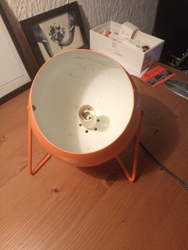 Lampe métal orange seventies - lampe,
