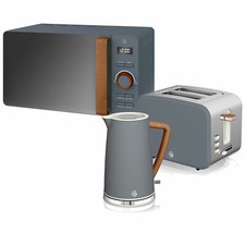 Set petit-déjeuner bouilloire grille-pain micro-ondes 20L Nordic Gris  SWAN STRP