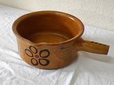 Ancien grand Caquelon, Casserole en terre cuite vernissée 23cm de diamètre