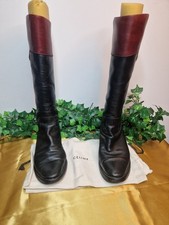 CELINE bottes cavalières plates cuir noir P 37 TBE