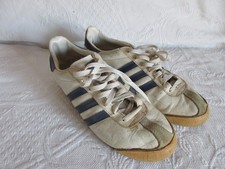 BASKET SNEAKER ADIDAS ROM VINTAGE 70'S 80'S CUIR BLANC BLEU MADE IN FRANCE 42
