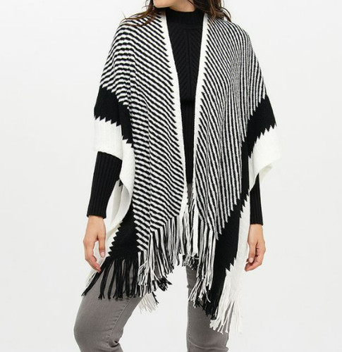 Poncho noir blanc neuf - et,