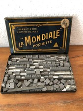 ❤️?‍⬛Ancienne boite publicitaire imprimerie LA MONDIALE   en métal   Vintage