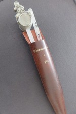 ancien thermomètre à vin en étain bonhomme sur tonneau