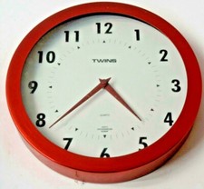 HORLOGE PENDULE TWINS A2410 ROUGE METAL CHROME REVEIL 
