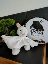 Doudou lapin blanc rose noir - blanc,