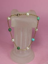 bracelet Ancien or 18 carats Perle De Culture Et Turquoise