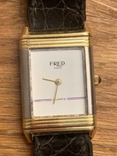 montre fred paris reversible montre rectangulaire bi colore,quartz, année 1990 