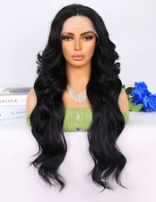 Perruque Synthétique Longue Noir Avec Dentelle Bouclé Wig Femme 65cm +4 Bonnet