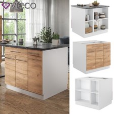 Îlot de cuisine Cuisine en bloc Fame-Line 90 cm blanc chêne Vicco
