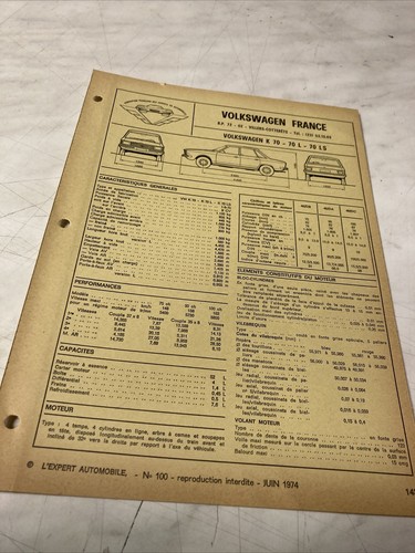 Fiche technique automobile - , vw