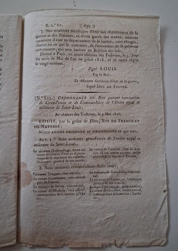 Louis xviii ordre saint - louis,