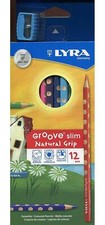 [L282120-2] Lyra Lot de 2 Etuis 12 crayons de couleurs Groove Slim triangulai...