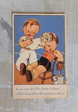 Carte Postale Ancienne Fantaisie Illustrée Humoristique Enfants Garçons Le Boxe