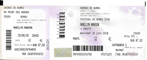 Billet concert marilyn manson - billet,