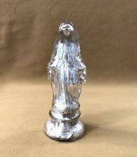 ancienne statue de la Vierge Marie en verre églomisé / mercurisé 17 cm XIXème