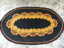 Napperon bigouden Breton broderie feutre  noir Le Minor corne de bélier 62X38cm