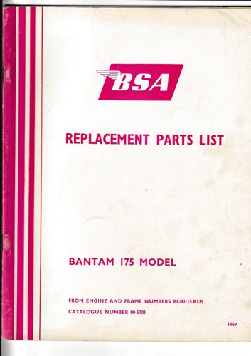 Bsa replacement parts list - bsa,