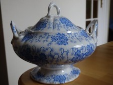 CREIL L.M. & Cie 1 ANCIEN GROS SUCRIER EN FAIENCE FINE Flora Lichen 19 EME