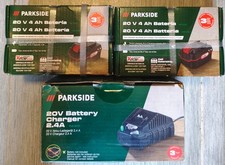 PARKSIDE Lot de 2 Batteries 20V 4Ah + 1 Chargeur 20V 2,4 Ampères