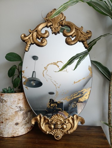 Grand miroir ovale vintage - ovale, en