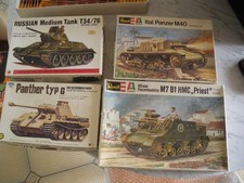 4 MAQUETTES CHAR WW2 TANK PANZER M7US PANTHER RUSSIAN1.48   1.35