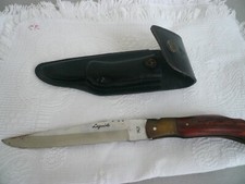 COUTEAU ANCIEN PLIANT LAGUIOLE 1421*MANCHE EN BOIS*ETUIT CUIR NOIR