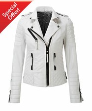 Blouson motard blanc pour