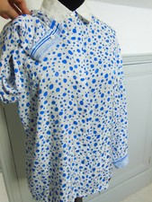 Pur vintage Louis Feraud chemisier lumineux blanc bleu taille 38?40? B6