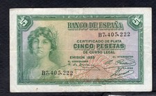 Espagne 5 Pesetas 1935 Etat TB