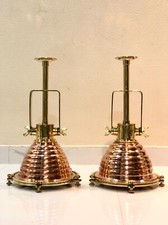 Paire de suspensions ruche nautique plafonnier cuivre laiton pour restaurant