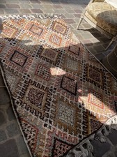 Ancien Tapis Vintage 1970 Origine Maroc En Coton Et Laine