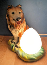 Ancienne lampe a poser céramique chien colley Opaline Vintage