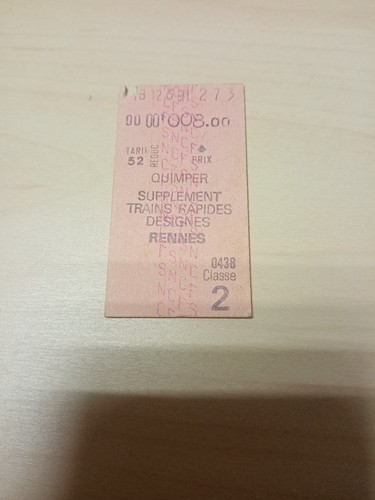 Rare quimper rennes ticket - quimper/rennes,