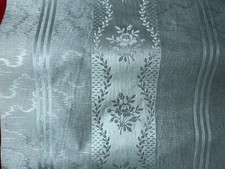 Morceau De Papier Peint Ancien Imitation Moire De Soie Rayures Bleue Damassé