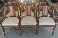 Lot 6 CHAISES GONDOLE Style EMPIRE Mobilier Fauteuils Bois Tissus 60MAG 17/08