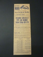 Affiche de corrida, "Toromachie" Plaza de Toros de Madrid 1936