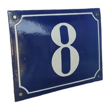 ANCIENNE PLAQUE ÉMAILLÉE BOMBÉ NUMERO DE RUE  N° 8