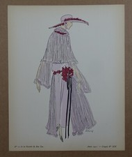 Gazette Bon Ton Lithographie pochoir orig Art Nouveau 1921 Croquis de mode David