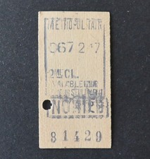 Ancien ticket Paris Métro 1922 NORD B 81429 RATP Metropolitain 28