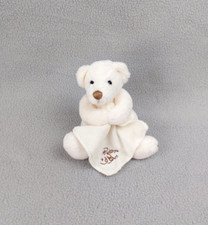 Doudou peluche petit ours blanc et son mouchoir HISTOIRE D’OURS 11 cm assis TTBE