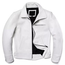 Veste en cuir de motard blanc