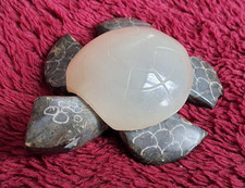 MAGNIFIQUE Petite Figurine Sculpture Animal Tortue en Pierre Marbre Equador