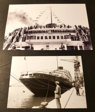 FRENCH LINE PAQUEBOT S/S NORMANDIE 2 PHOTOS LES PLAGES ARRIERE (COPIES MODERNES)