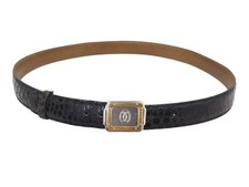 CEINTURE CARTIER SANTOS EN CUIR CROCODILE MARRON TAILLE 95 CROCO LEATHER BELT