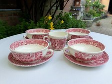 Service Tasses à soupe Rose vintage Coaching Taverns 1828 Royal Tudor Ware Staff