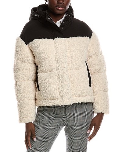 Maje teddy fleece puffer coat - fleece,