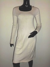 LONGUE DOUCE ET MOULANTE ROBE EVA KAYAN 14% ANGORA BEIGE MANCHE LONGUE T:36/38